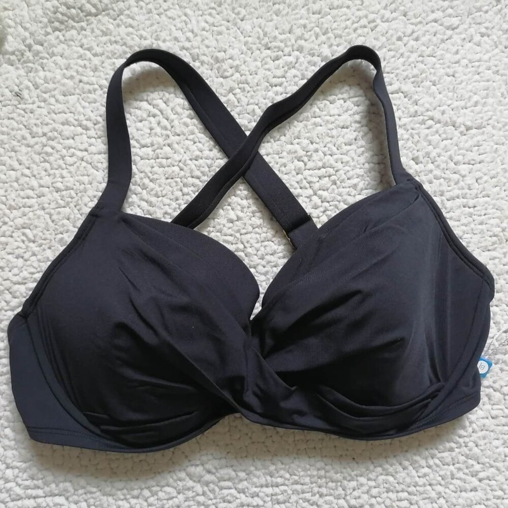 Bleu Rod Beattie Women’s Plunge Bikini Top In Black, Size 34DD